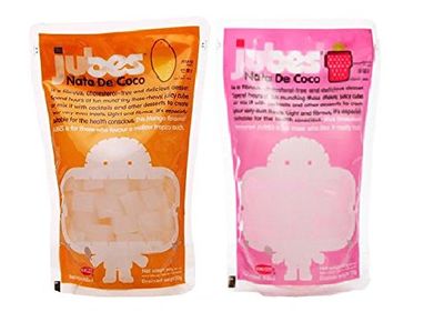 Jubes Combo Pack: 3 Nata De Coco Strawberry &amp; 3 Nata De Coco Mango 12.7oz