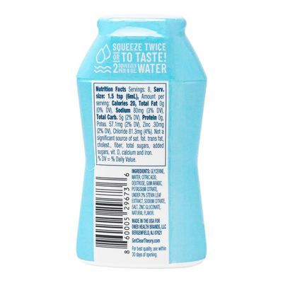 Clear Theory Water Flavoring Drops with Electrolytes, Water Enhancer Liquid Flavored Water Drink Mix, Hydration for Kids, Vegan, Gluten Free, Low Calorie, Blue Raspberry, 4 Pack, 1.62 Fl Oz Bottles