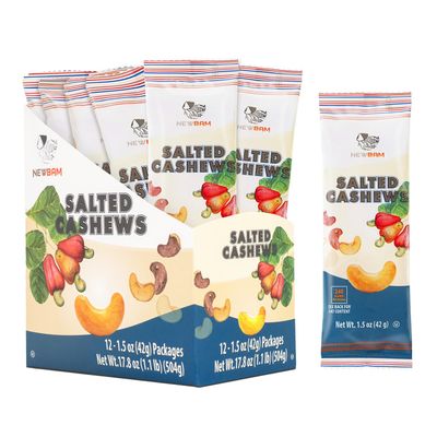 NEWBAM Lightly Salted Cashews Individual Packs - 12 Cashew Snack Packs Roasted Nuts (1.5oz Each) - Keto, Vegan, Gluten-Free - Healthy Snacks for Trail Mix, Office, or Party - Zero Sugar