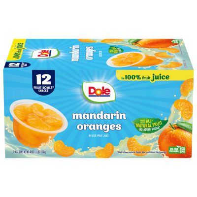 Dole Fruit Bowls Mandarin Oranges in 100% Juice Snacks, 4oz 12 Total Cups, Gluten &amp; Dairy Free, Bulk Lunch Snacks for Kids &amp; Adults