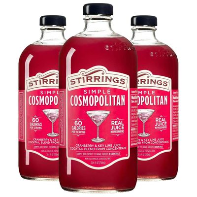 Stirrings 3 Pack Cosmopolitan Cocktail Mix 750ml Bottles - Real Juice No Preservatives - 90 Calories - Drink Mixer