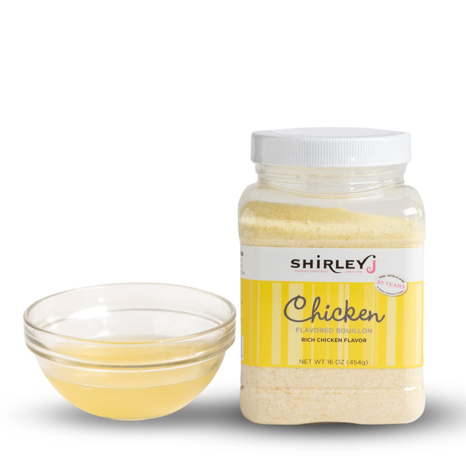 Chicken Flavored Bouillon Powder 1 LB. | Concentrated Vegetarian Chicken Flavored Bouillon | Premium Gourmet Grade | For Soup, Stew, Broth, Gravy, Curry &amp; More (Chicken) Shirley J