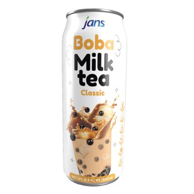 Jans Boba Milk Tea Original Flavor, Thick Sweet and Creamy Milk tea beverages with tapioca bubble boba, milky boba taiwanese tea 16.9 fl oz per can (Pack of 6)