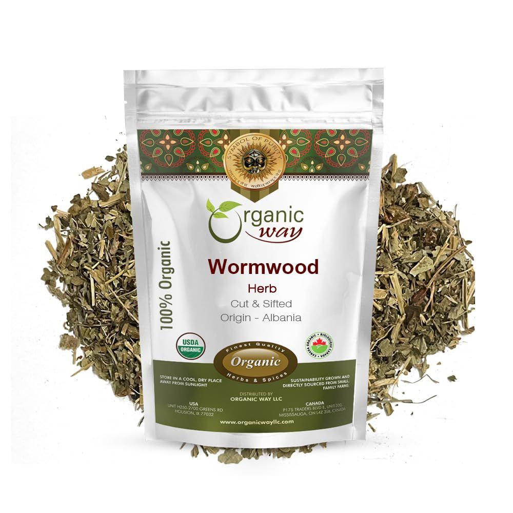 Organic Way Wormwood Herb Cut  Sifted Artemisia absinthium  Herbal Tea  European WildHarvest  Kosher  USDA Certified  Vegan NonGMO  Gluten Free  100 Raw from Albania 14LBS  4Oz