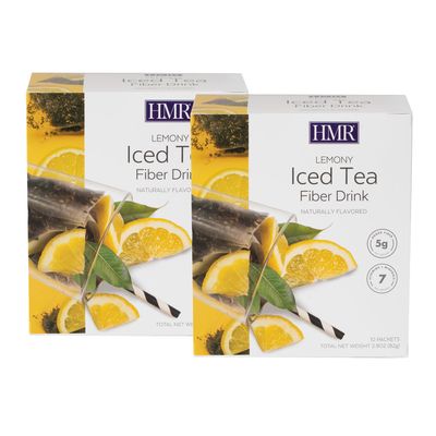 HMR Lemony Iced Tea Fiber Drink, Supports Digestive Health and Regularity, Daily Fiber Powder, Gluten-Free, Twin Pack, 10 Packets per Box