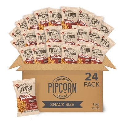 Heirloom Cinnamon Sugar Twists by Pipcorn - 1oz 24pk - Healthy Snacks, Gluten Free Snacks, Snack Packs, Upcycled Heirloom Corn Flour, Individually Wrapped