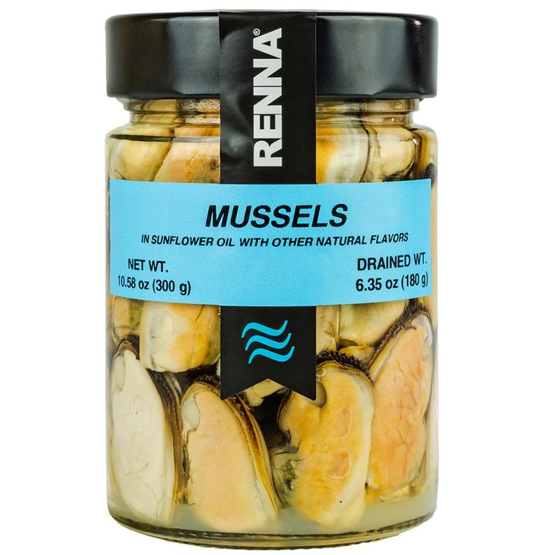 Renna, Succulent Mussels in Sunflower Oil, Product of Italy, 10.58 oz, Experience the Taste of the Mediterranean Seafood