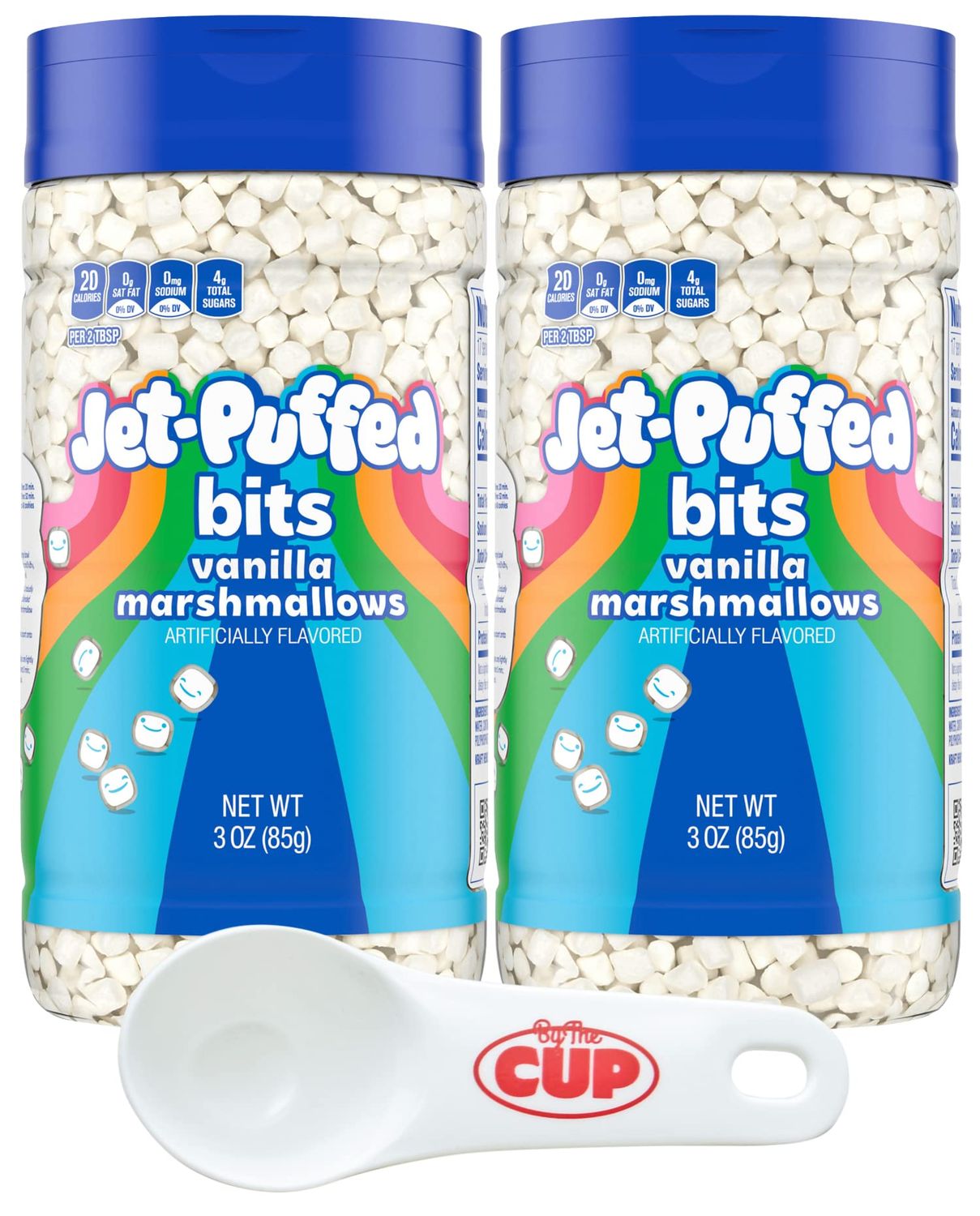 Kraft Jet-Puffed Mallow Bits Vanilla Flavor Marshmallows, 3 Ounce (Pack of 2) with Portion Control Scoop