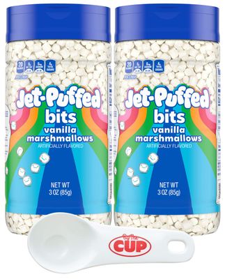 Kraft Jet-Puffed Mallow Bits Vanilla Flavor Marshmallows, 3 Ounce (Pack of 2) with Portion Control Scoop