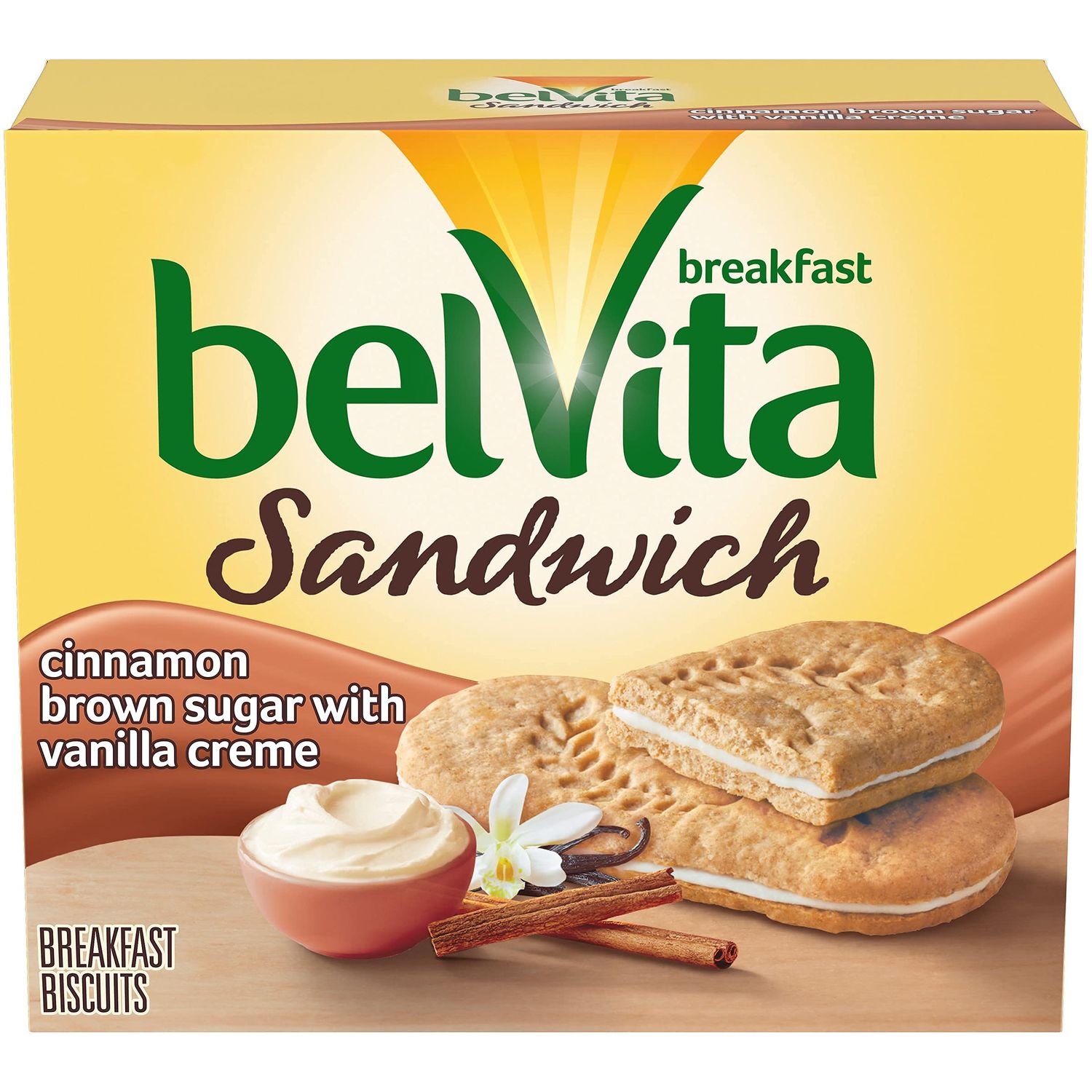 belVita Breakfast Biscuit Sandwiches, Cinnamon Brown Sugar &amp; Vanilla Creme Flavor, 5 Packs (2 Biscuit Sandwiches Per Pack) - SET OF 3