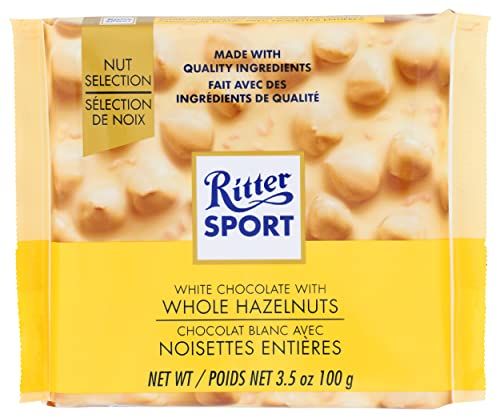 Ritter Sport, White Chocolate with Whole Hazelnuts, 3.5-Ounce Bars (Pack of 10)
