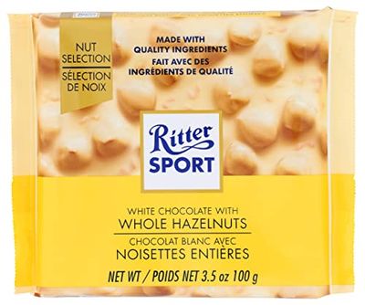 Ritter Sport, White Chocolate with Whole Hazelnuts, 3.5-Ounce Bars (Pack of 10)