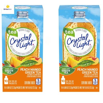 Crystal Light Mango Peach Green Tea Iced Tea Powdered Drink Mix - Pack of 2 (20 Packets in total) GrisaBox