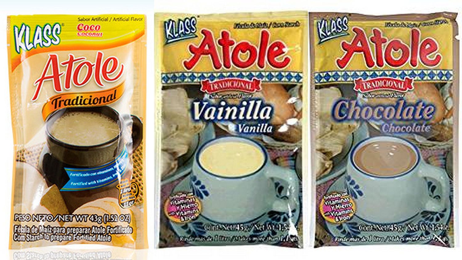 Klass Atole Variety Bundle, 1.52 oz (Pack of 9) Includes 3-Pkt Chocolate + 3-Pkt Vanilla + 3-Pkt Coconut