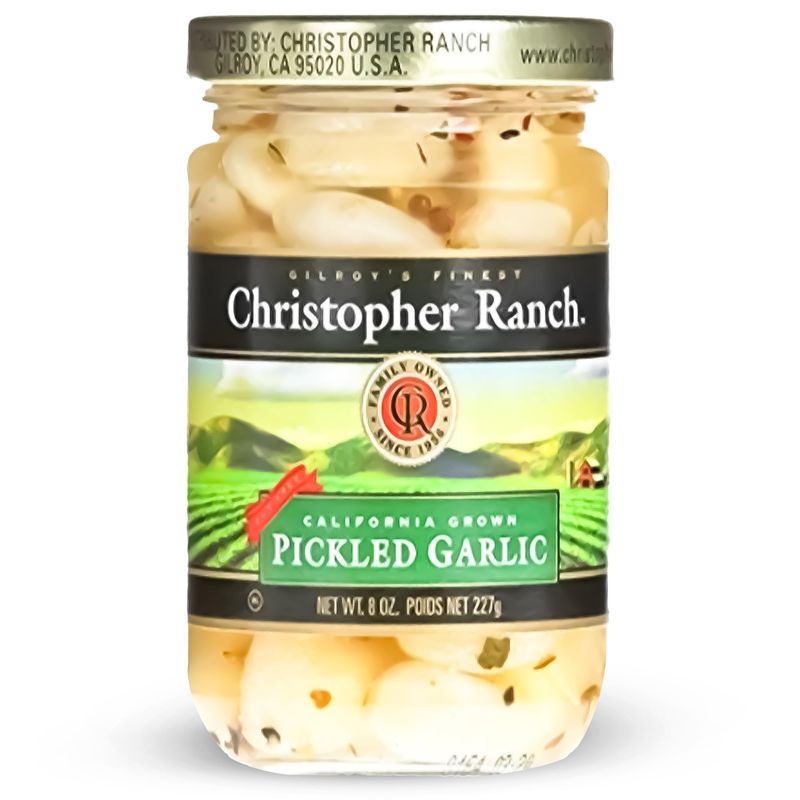 Christopher Ranch Pickled Garlic | Award Winning Heirloom Fresh Garlic &amp; Spicy Pickles Freshly Made Ideal for Cooking | Healthy Recipes | Peeled Garlic Cloves in a Jar Fresh | USDA Certified - 8 oz