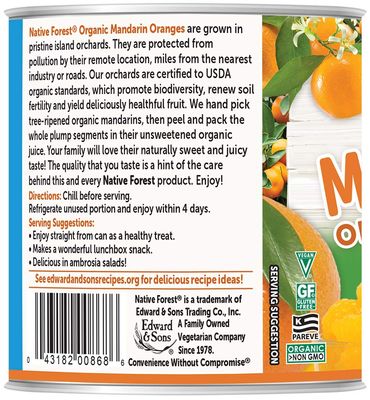 Native Forest Organic Mandarin Oranges - Mandarin Oranges Canned, Organic Mandarins, Organic Oranges, Canned Fruit - 10.7 Ounce (Pack of 6)