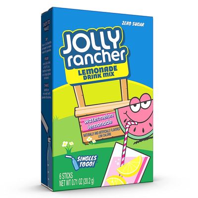 Jolly Rancher Singles To Go Drink Mix Lemonade Variety Pack, 3 Blue Raspberry Lemonade and 3 Watermelon Lemonade, Pack of 6