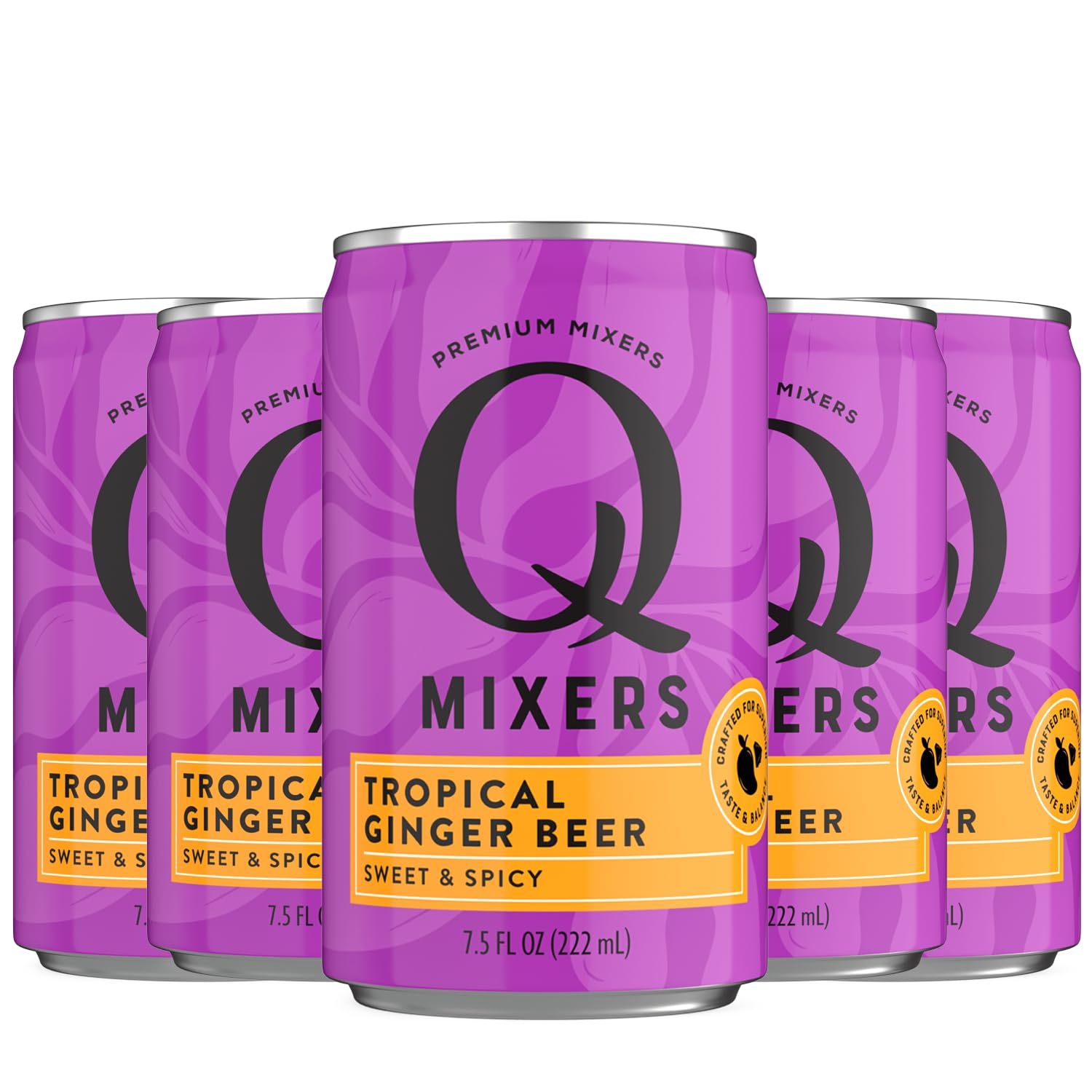 Q Mixers Tropical Ginger Beer Premium Cocktail Mixer Made with Real Ingredients 7.5oz Can | 5 PACK