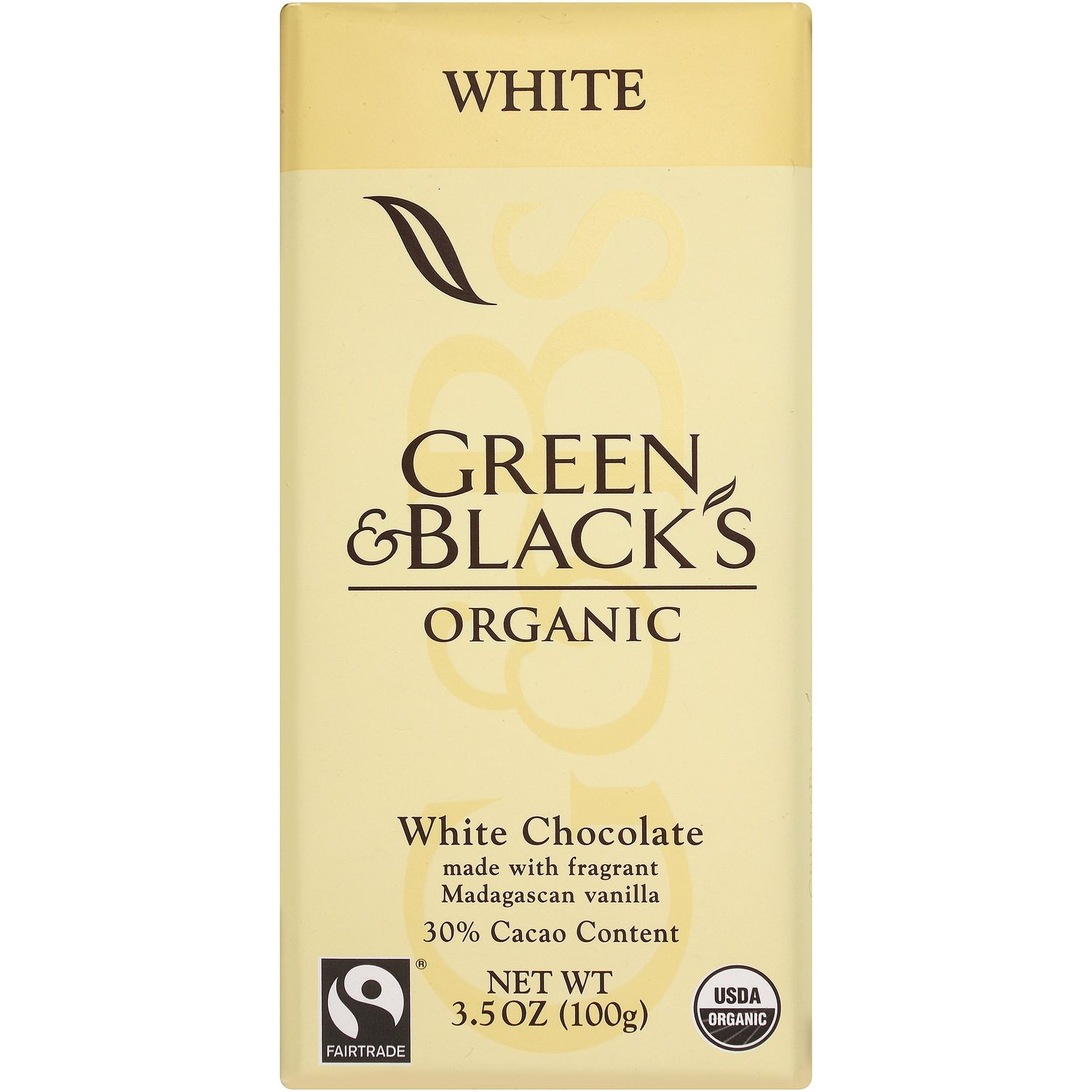 Green &amp; Black&#39;s Organic White Chocolate with Vanilla, 30% Cacao, 3.5 Ounce Bars (Pack of 10)
