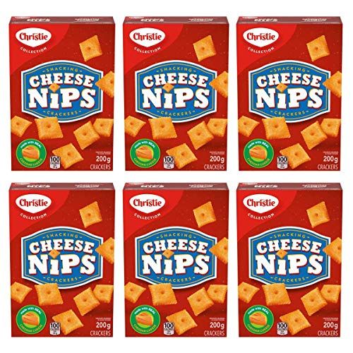 Christie Cheese Nips Cheddar Baked Snack Crackers, 200g/7.05oz, 6-Box (Imported from Canada)
