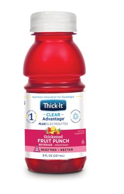 Thick-It Clear Advantage Mildy Thick Fruit Punch Plus Electrolytes, Nectar Consistency, Swallowing Aid, Hydration on the Go, Convenient &amp; Ready-to-Use, No Mixing Needed, 8 oz Bottle (24 Pack)