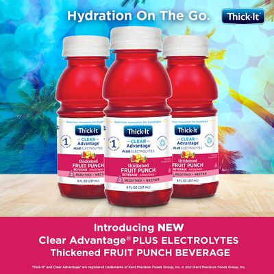 Thick-It Clear Advantage Mildy Thick Fruit Punch Plus Electrolytes, Nectar Consistency, Swallowing Aid, Hydration on the Go, Convenient &amp; Ready-to-Use, No Mixing Needed, 8 oz Bottle (24 Pack)