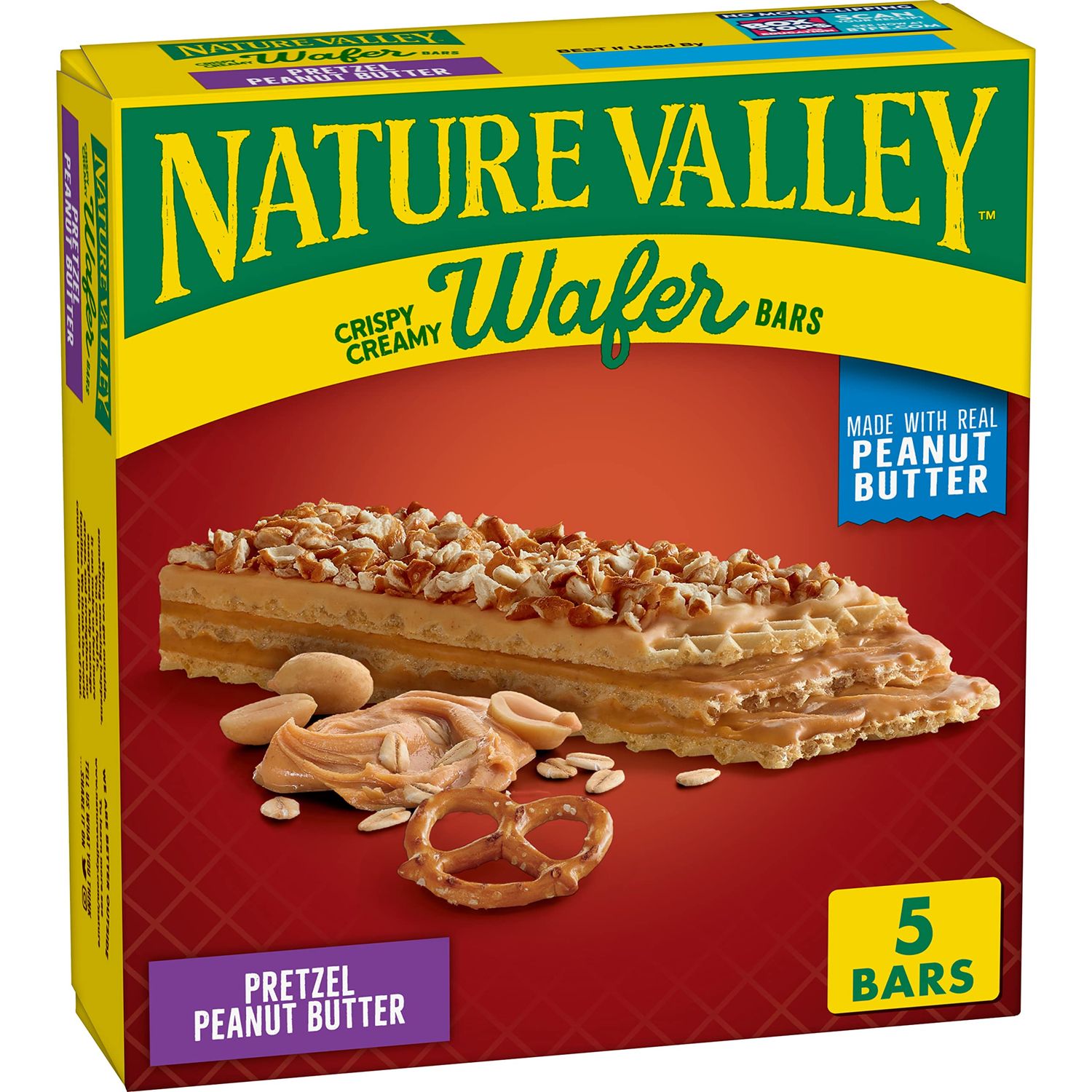 Nature Valley Wafer Bars, Pretzel Peanut Butter, 5 Bars, 6.5 OZ