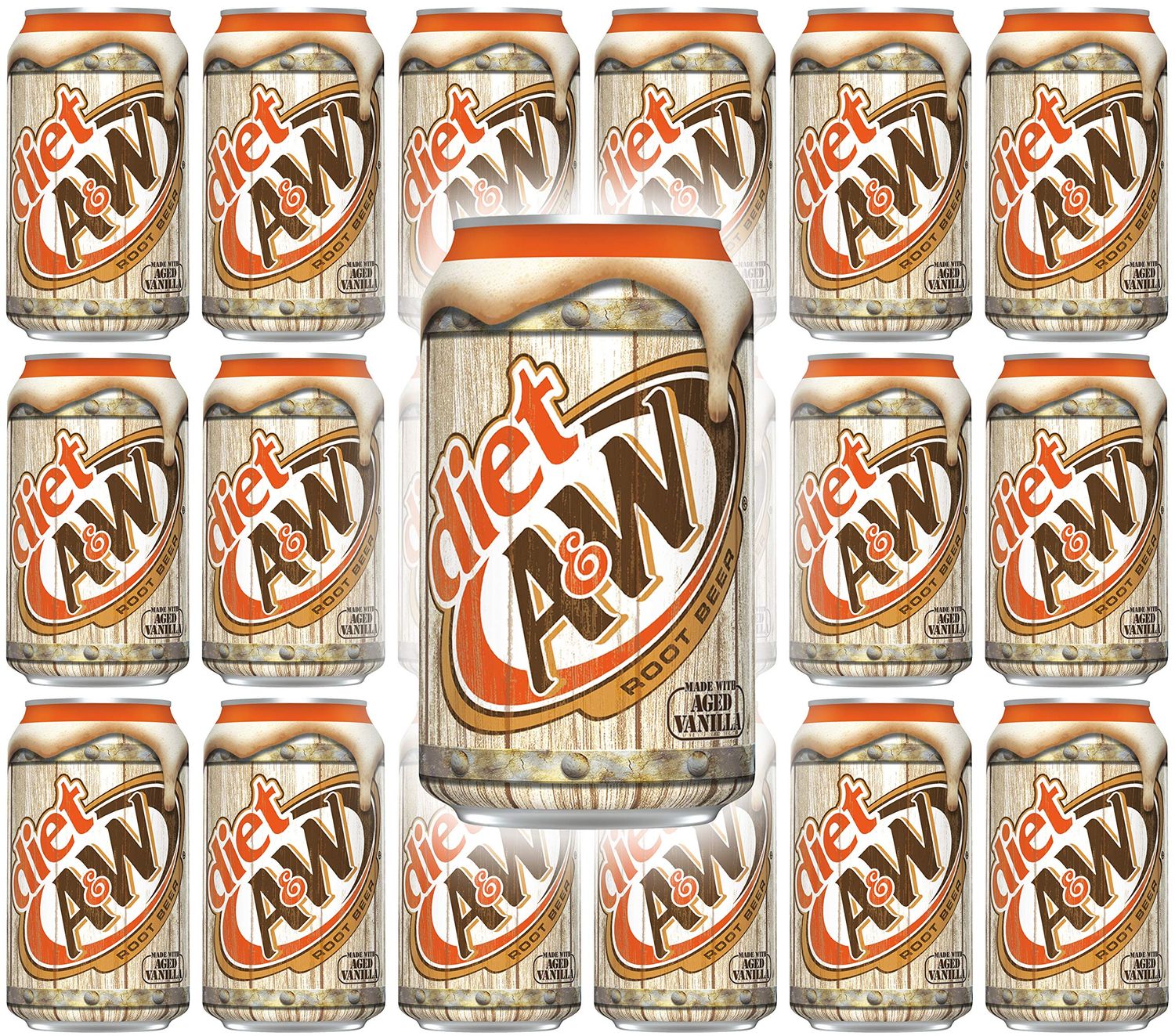 A&amp;W Diet Root Beer, 12 Fl Oz Can, (Pack of 18, Total of 216 Fl Oz)
