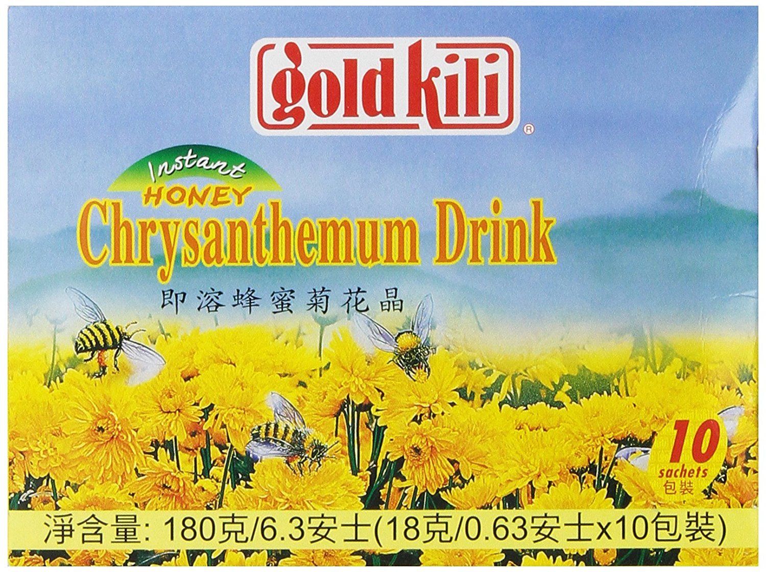 Gold Kili Instant Chrysanthemen Drink with Honey, 10-Count Packets, 6.3 Ounce (Pack of 4)