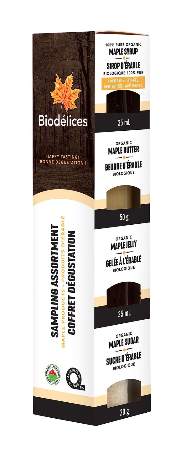 Biodelices Organic Maple Syrup, Maple Butter, Maple Jelly, and Maple Sugar - 100% Pure Maple Syrup - Tasting Pack - Premium Artisan, Natural and Authentic