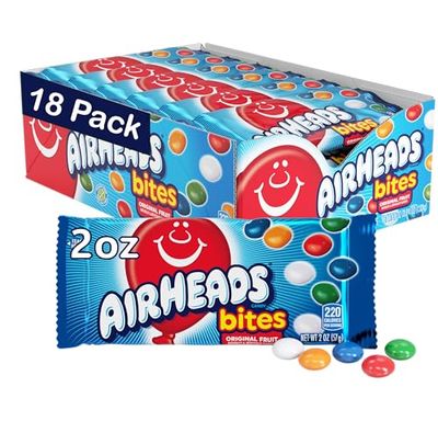 Airheads Candy Bites, Assorted Fruit Flavors, Movie Theater, Party, Concessions, 2oz Packs (Box of 18)
