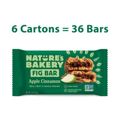 Natures Bakery Whole Wheat Fig Bars, Apple Cinnamon, Real Fruit, Vegan, Non-GMO, Snack bar, 6 Count (Pack of 6)