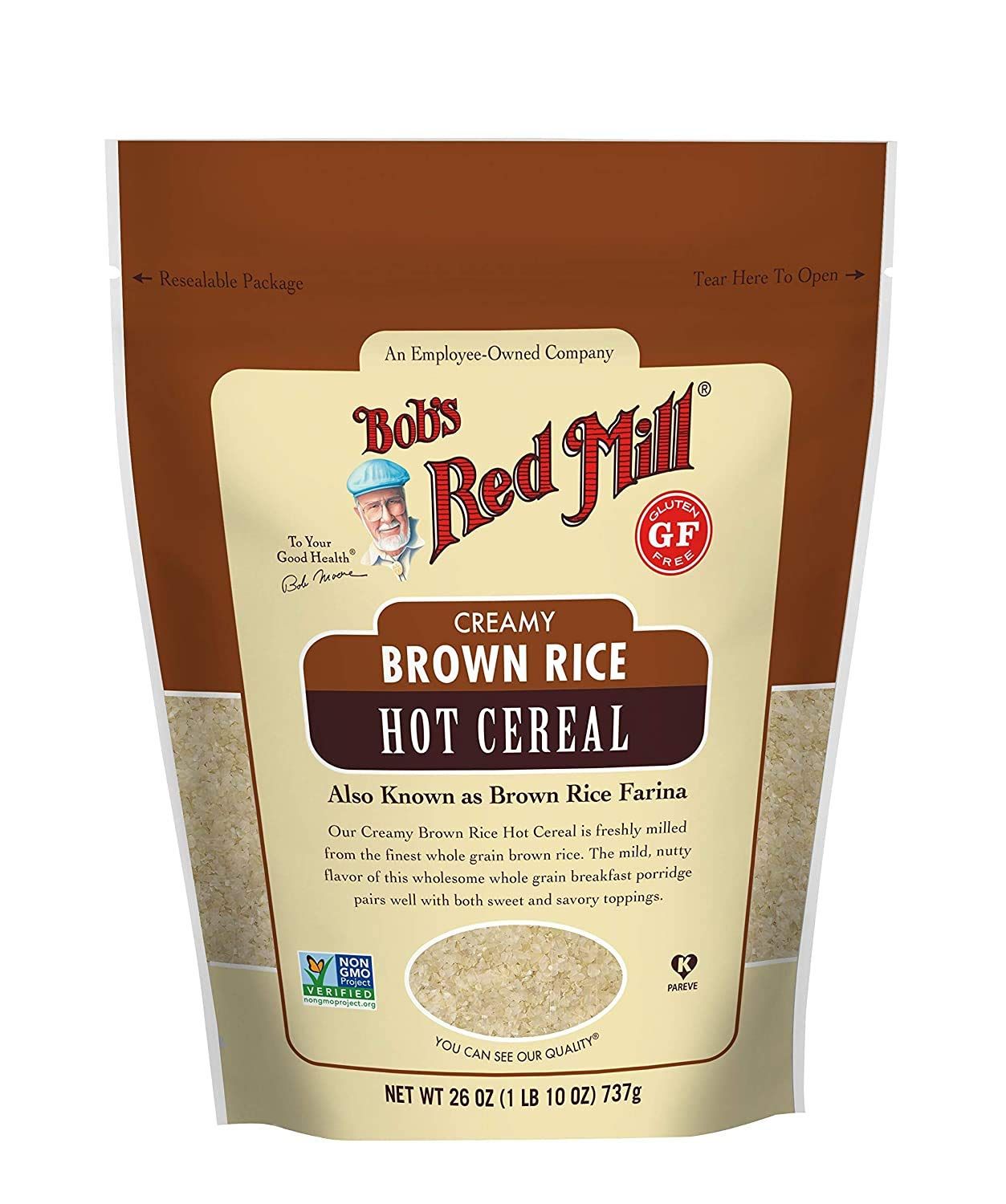 Bob&#39;s Red Mill Creamy Rice Farina Hot Cereal, Brown, 26 oz (Pack of 2)