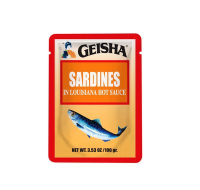 GEISHA Sardines in Louisiana Hot Sauce 3.53oz (Pack of 24), Sardines| HALAL &amp; Kosher Certified - Gluten Free - Wild Caught - Good Source of Protein