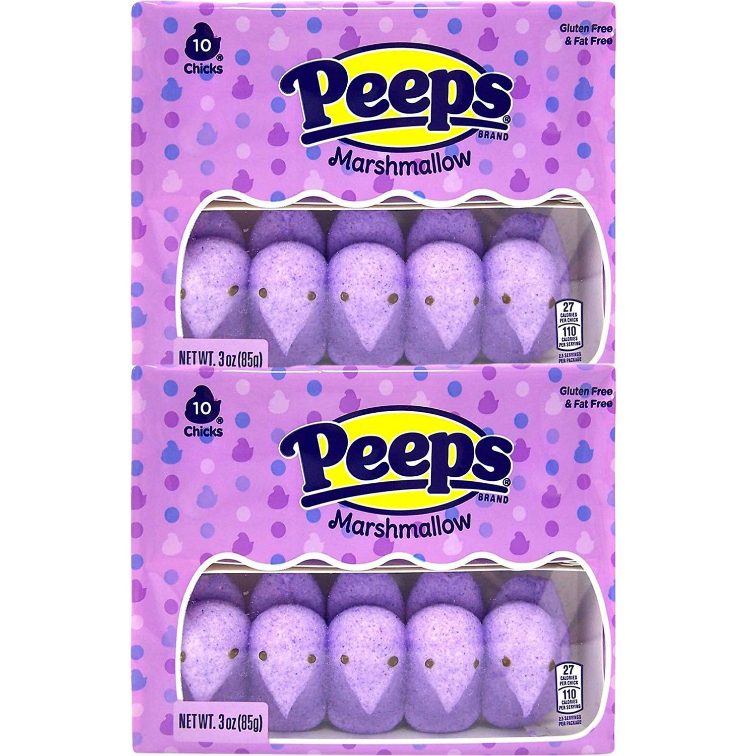 Purple Marshmallow Chicks, Bulk Candy Party Treat, 2 Pack, 20 Total Pieces