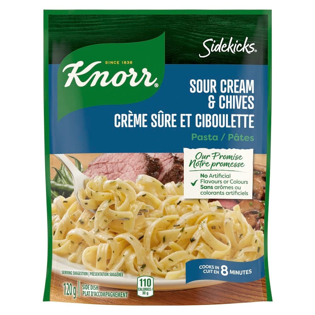 Knorr Sidekicks, Sour Cream &amp; Chives Pasta Side Dish, 120g/4.23 Ounce (Pack of 8) {Imported from Canada}