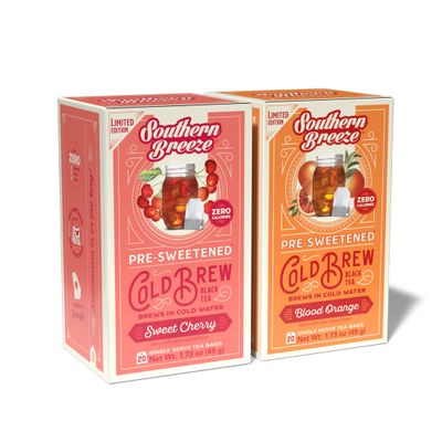 Southern Breeze Cold Brew Sweet Tea Variety Pack Iced Tea with Black Tea and Zero Carbs Zero Sugar, 20 Individually Wrapped Tea Bags, Pack of 2 Seasonal Flavors Sweet Cherry &amp; Blood Orange