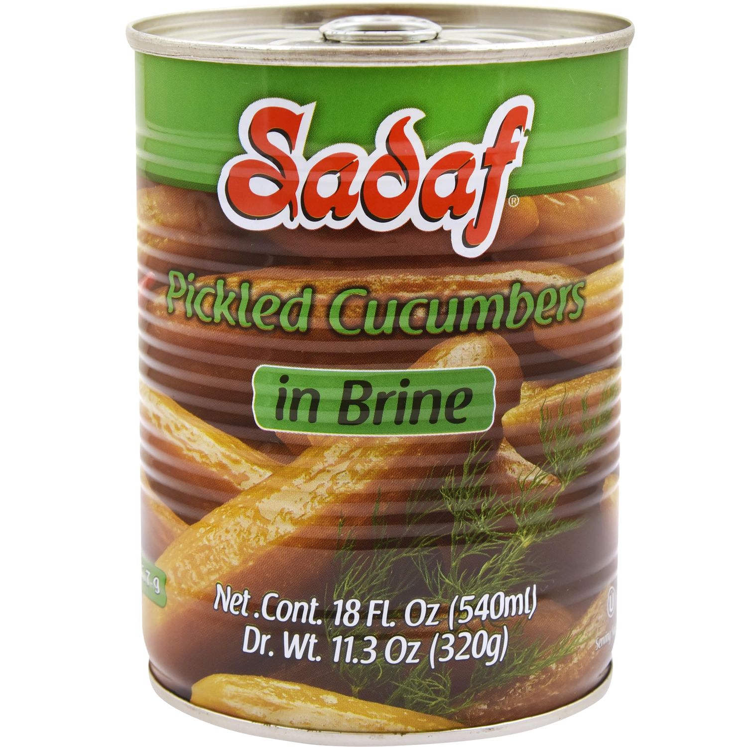 Sadaf Pickled Cucumbers in Brine - Pickled Cucumbers for Cooking &amp; Food Flavoring - Pepinos en Salmuera - Persian Cuisine - Kosher - Non-GMO - 19 Oz Can