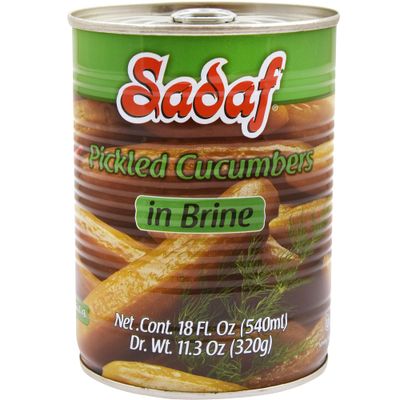 Sadaf Pickled Cucumbers in Brine - Pickled Cucumbers for Cooking &amp; Food Flavoring - Pepinos en Salmuera - Persian Cuisine - Kosher - Non-GMO - 19 Oz Can
