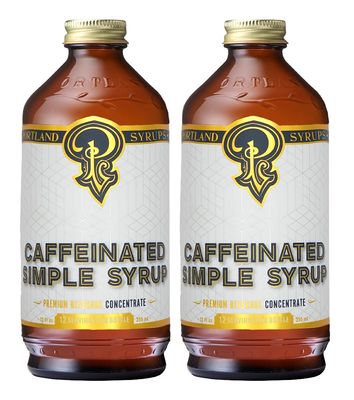 Portland Syrups - Caffeinated Simple Syrup - Premium Beverage Concentrate for a Boost of Clean Energy - Add to Soda, Cocktails, Tea, Coffee Drinks, and More - 12 oz with 24 Servings (Pack of 2)