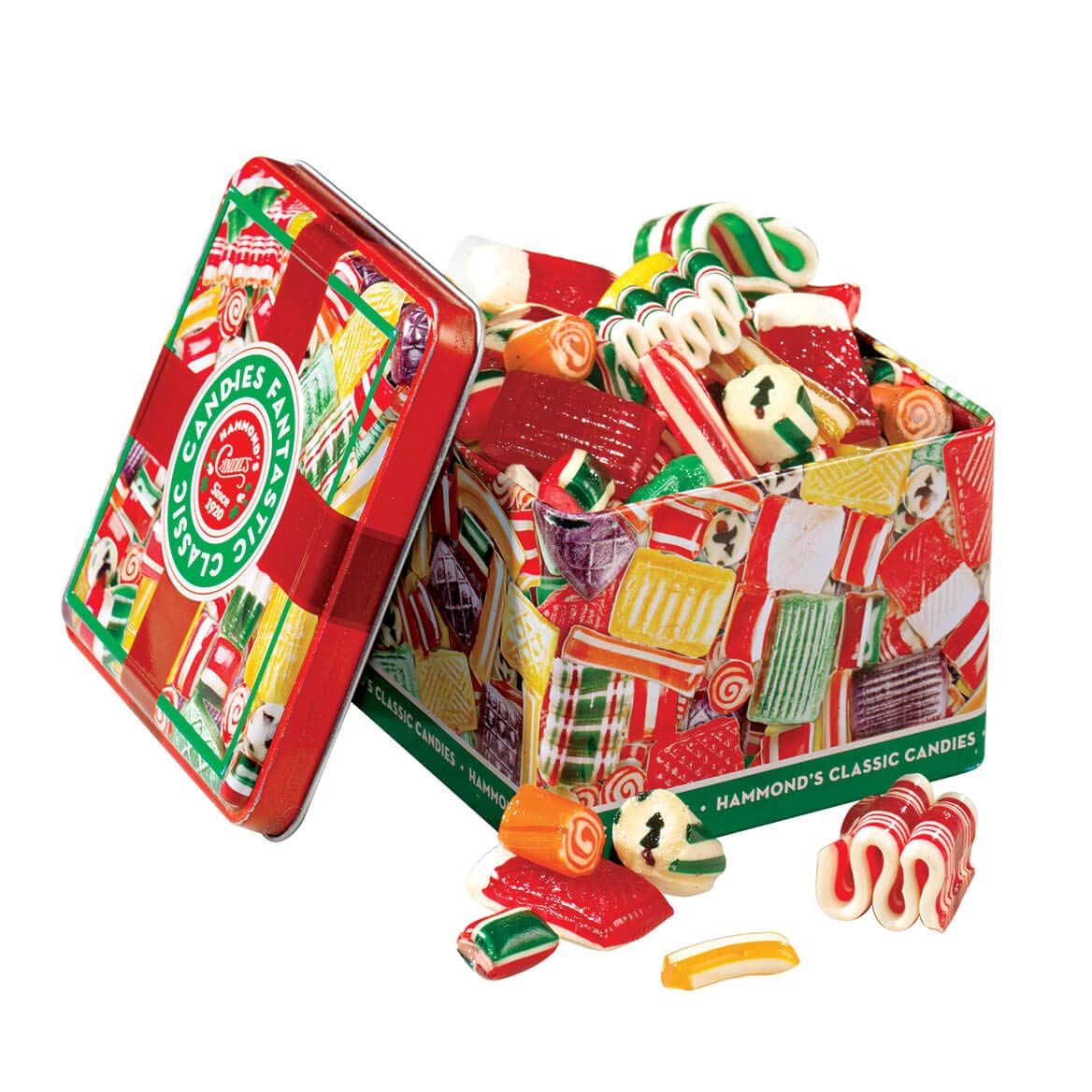 Hammond&#39;s Candies - Old Fashioned Holiday Classics Mix Hard Candy in Decorative Tin, Includes Assorted Ribbon, Pillow, &amp; Hard Candies, Handcrafted in the USA