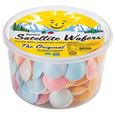 Gerrit&#39;s Original Satellite Wafers, Filled with Assorted Candy Beads, 100 Count Tub (4.41 oz)