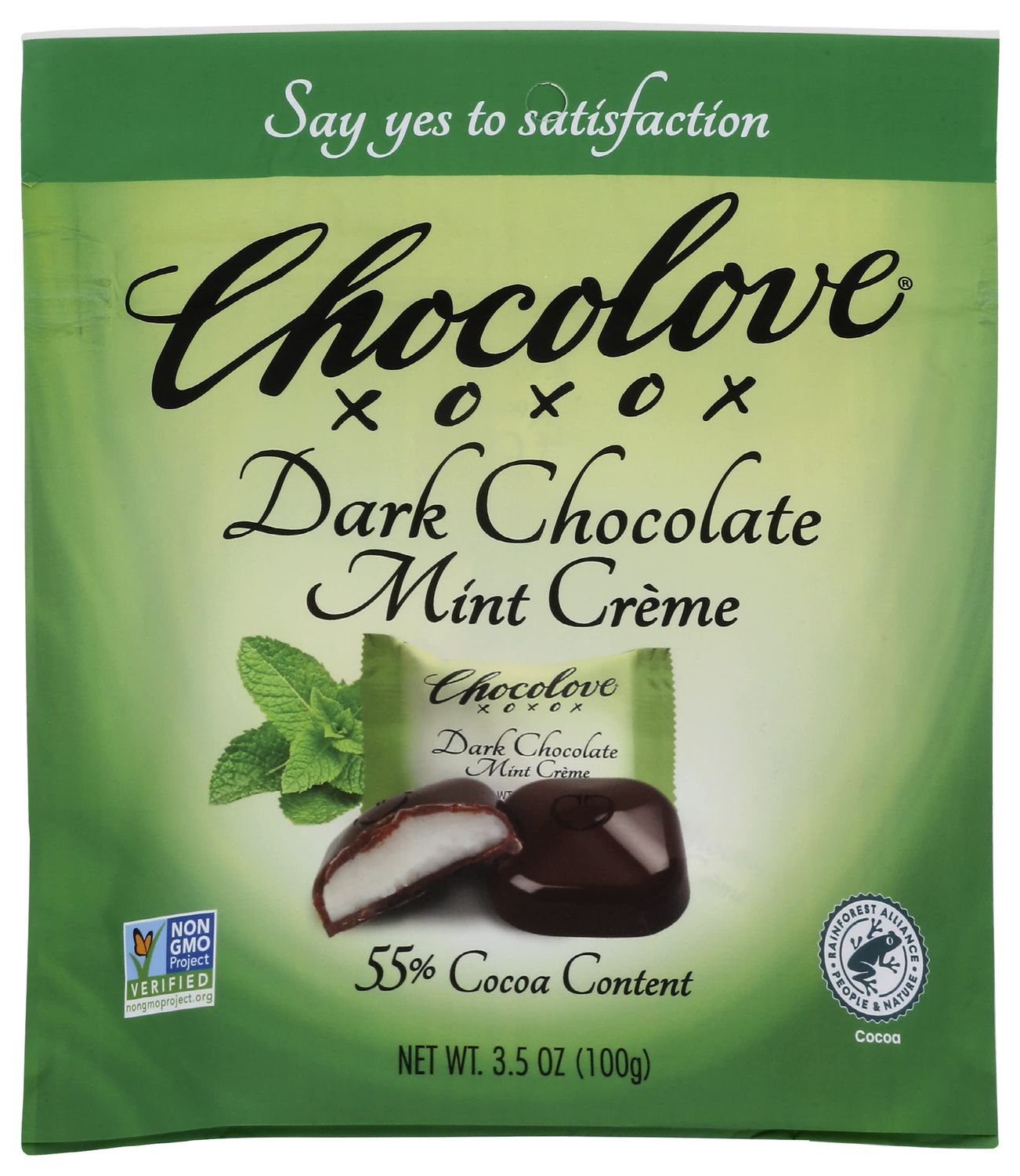 Chocolove Dark Chocolate Mint Crme Pouch, Non-GMO, 3.5 Oz (Pack of 8)