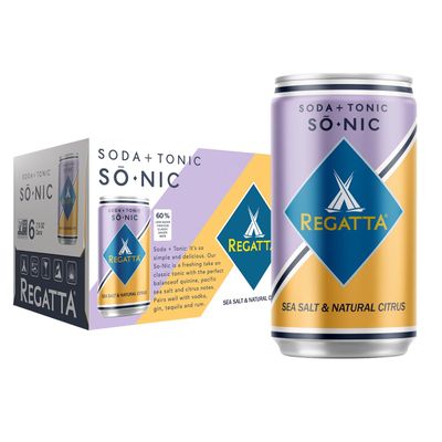 So-Nic, Club Soda + Tonic by Regatta Craft Mixers, All-Natural Ingredients, Gluten-Free, Non-GMO, Case of 24, 7.5oz Sleek Mini Cans