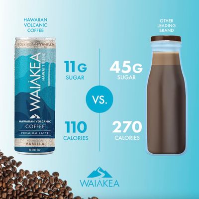 Waiakea Hawaiian Volcanic Coffee - Vanilla &amp; Mocha Combo Pack - Ready to Drink Canned Coffee