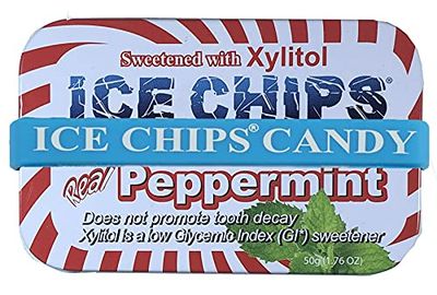 ICE CHIPS Xylitol Candy Tins 5.28 oz total (Peppermint, 3 Pack) - Includes BAND as shown