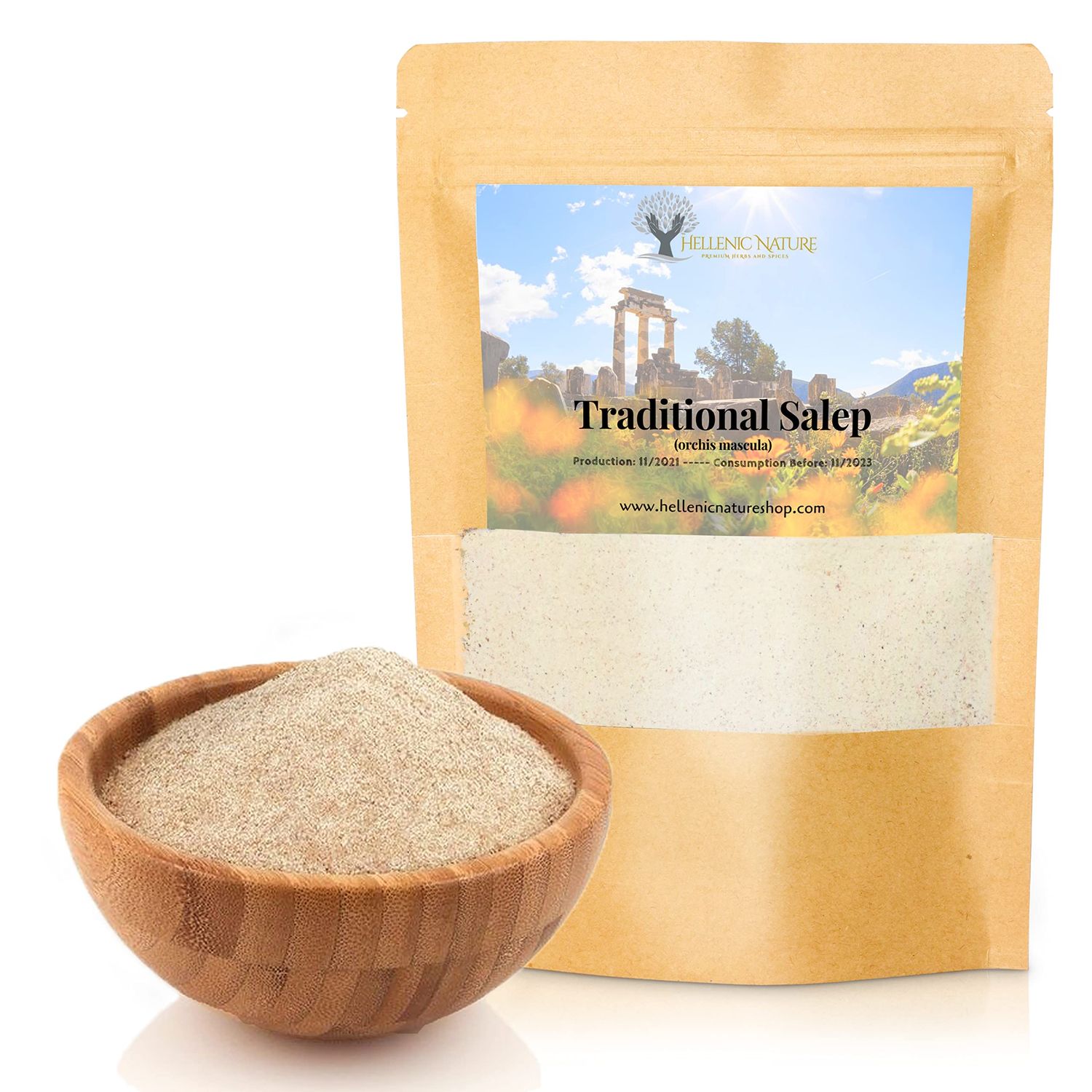 TRADITIONAL SALEP SAHLEP SAHLAB - NEW FORMULA - For Ice Cream Making or Hot Drink in DoyPack with ZipLock for Awesome Freshness (2.82oz)