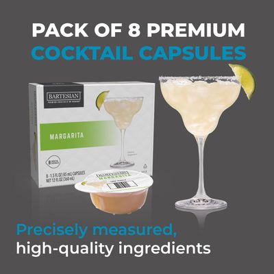 Bartesian Margarita Cocktail Mixer Capsules for Cocktail Machine - Home Bar Mixology Cocktails Mix Pod Capsule Set To Use With the Bartesian Cocktail Drink Maker Machine - Pack of 8