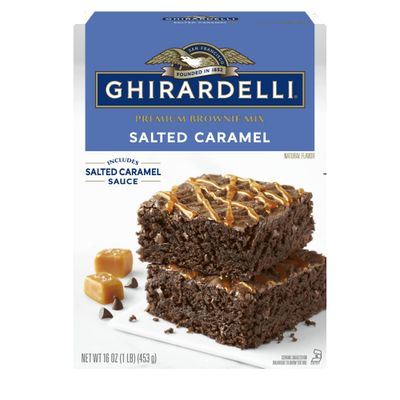 Ghirardelli Salted Caramel Premium Brownie Mix, Includes Salted Caramel Sauce, 16 oz Boxes (Pack of 12)