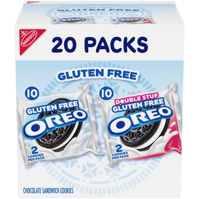 OREO Gluten Free Original &amp; Double Stuf Chocolate Sandwich Cookies Variety Pack, Gluten Free Cookies, 20 Snack Packs (2 Cookies per Pack)